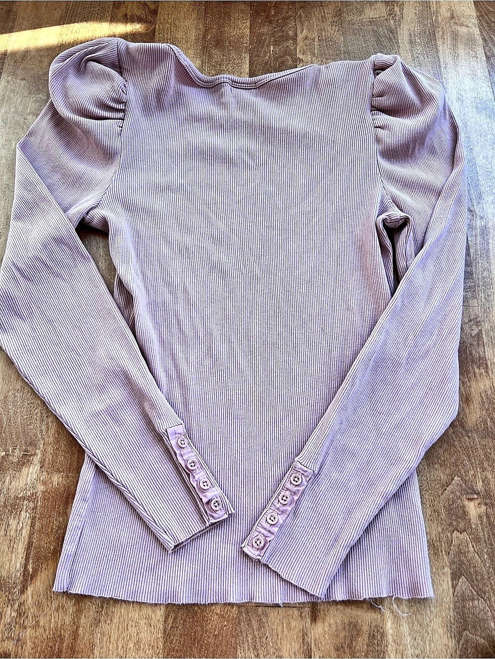 Nation LTD Ribbed Puff Sleeve Top in Pink-medium